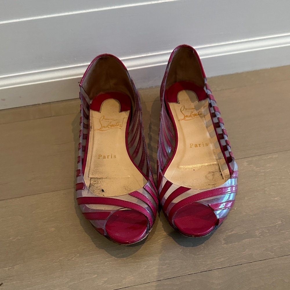 Christian Louboutin Women's Pink Striped Flats
